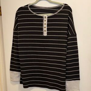 Black and White Striped Long Sleeve Top
